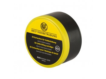 CARTOUCHE D'ABATTAGE RWS JAUNE 9X17 BOITE DE 50X﻿  ﻿